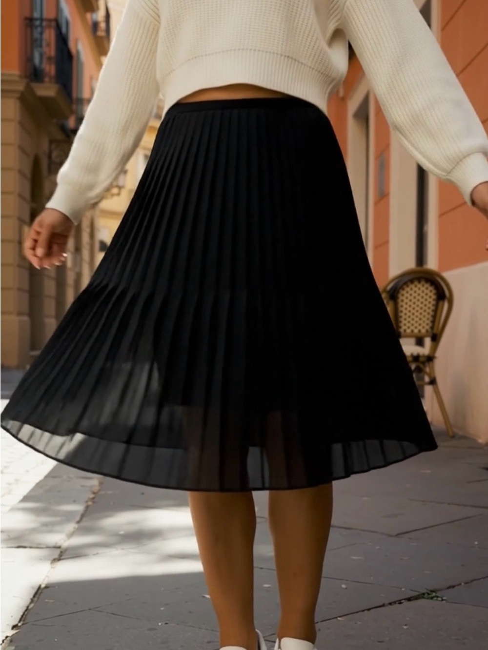 Catherine Malandrino Double Layered Black Pleated Silk Chiffon Mini Skirt